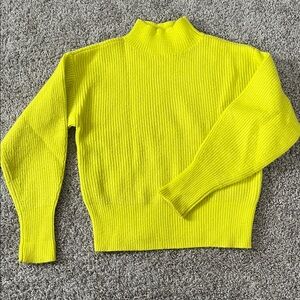 Anthropologie Neon Yellow Turtleneck Sweater